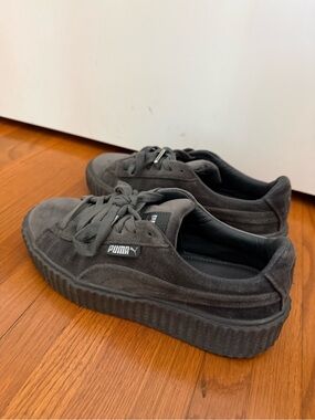 FENTY Puma gray Suede Creeper-Style Sneakers